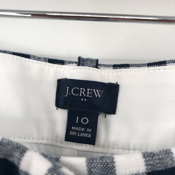 J.CREW Gingham Linen Cotton Holland Pant Check Blue White Ankle Crop 10 Pockets - Picture 6 of 12